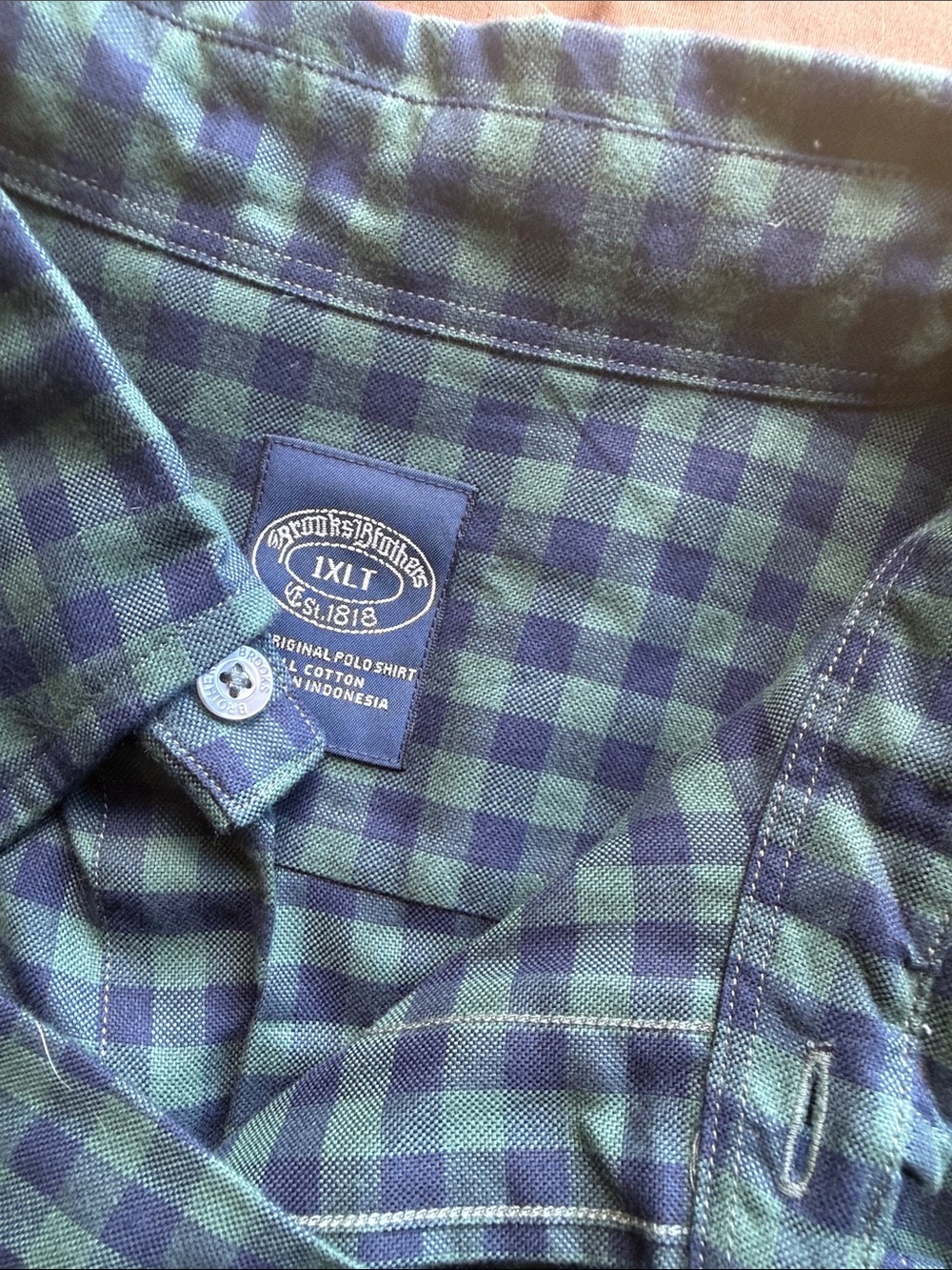 Brooks Brothers Green and Navy Gingham Button-Down Shirt - Picture 10 of 10